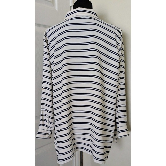 Talbots Top Womens 2XP Petite Button Up Roll Tab Sleeves Striped Collared Blouse - Picture 6 of 7